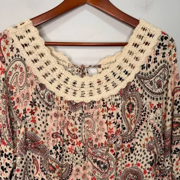 Torrid Babydoll Clip Dot Crinkle Gauze Crochet Neck Top Size 2x - Picture 6 of 16